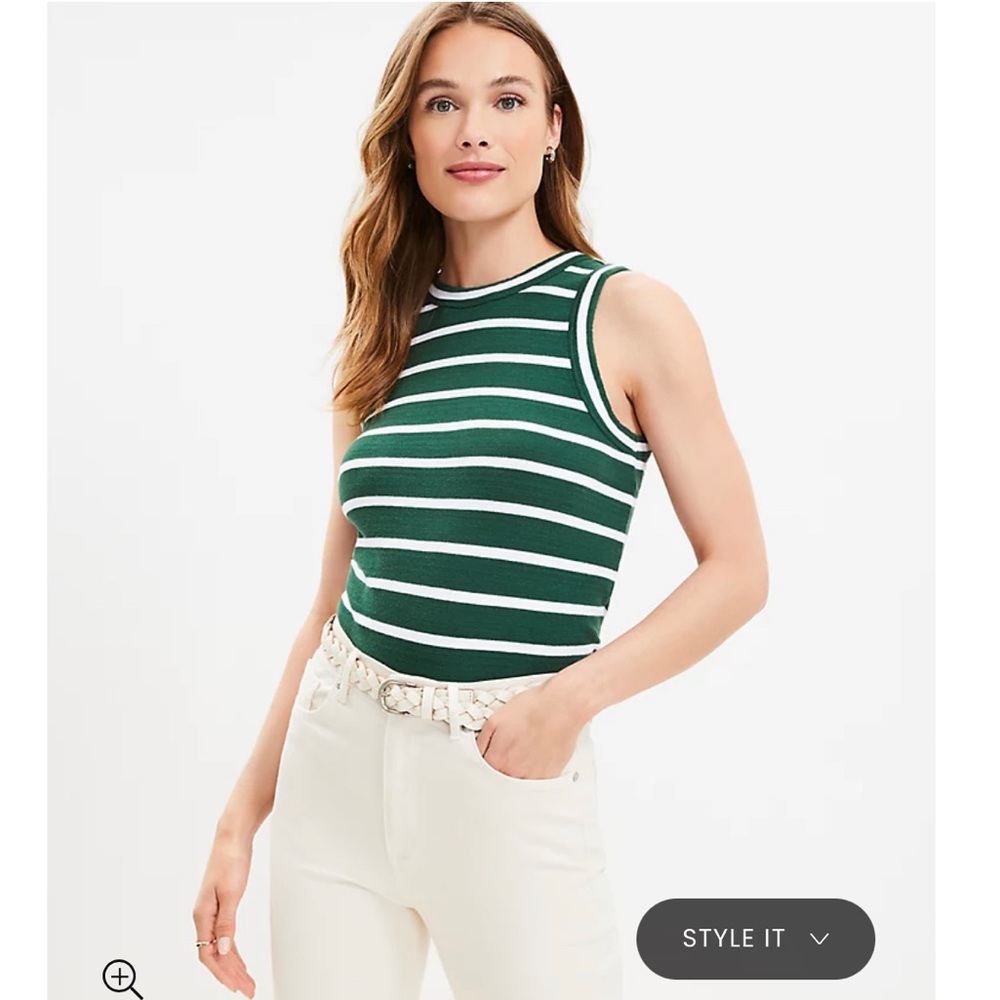 Forest green and white striped tank